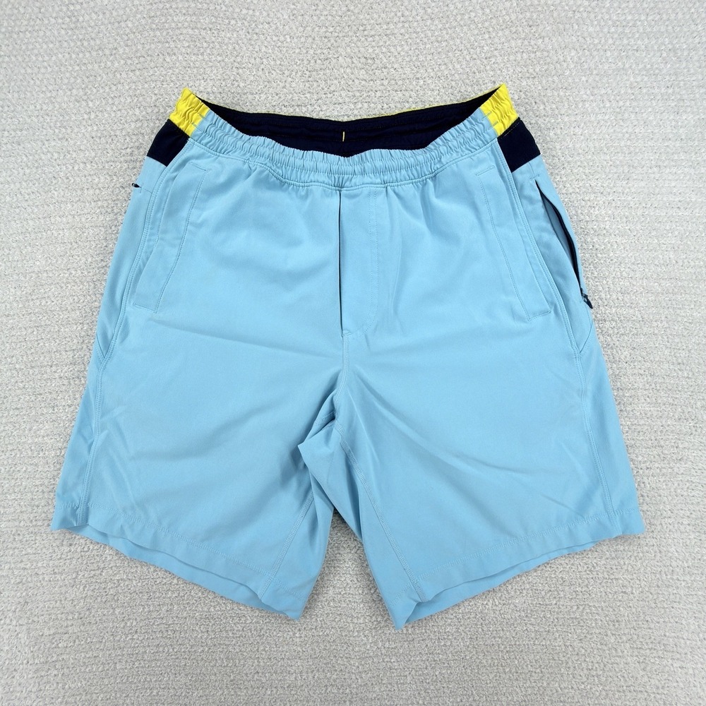 Birddogs Athletic Shorts Mens M Long Blue Lined Stretch 8" Inseam Zip Pocket